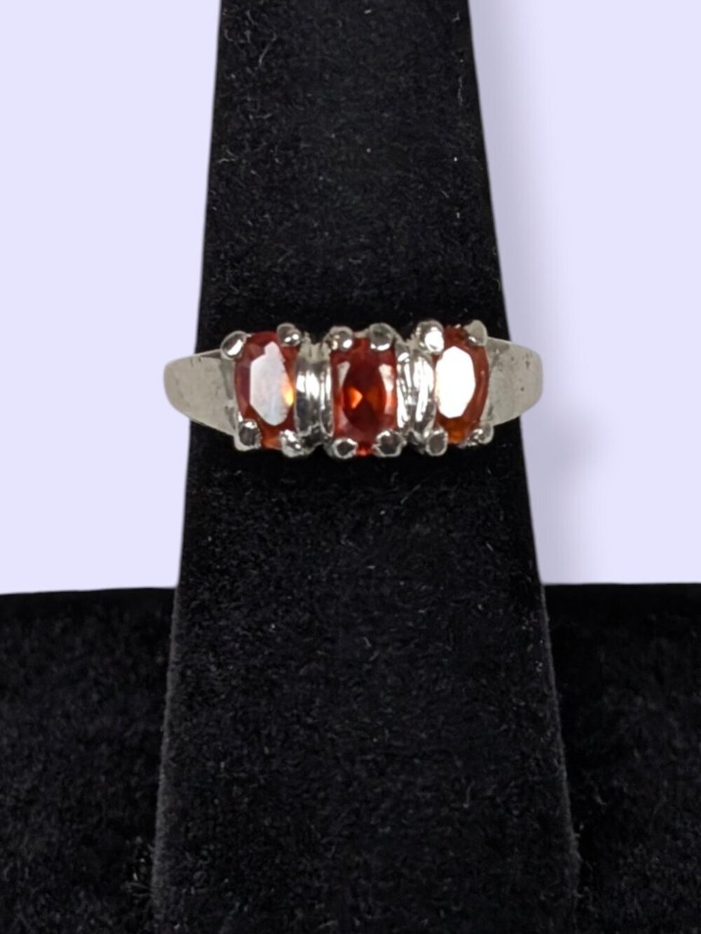 Red Rectangular Glass Stone Costume Ring